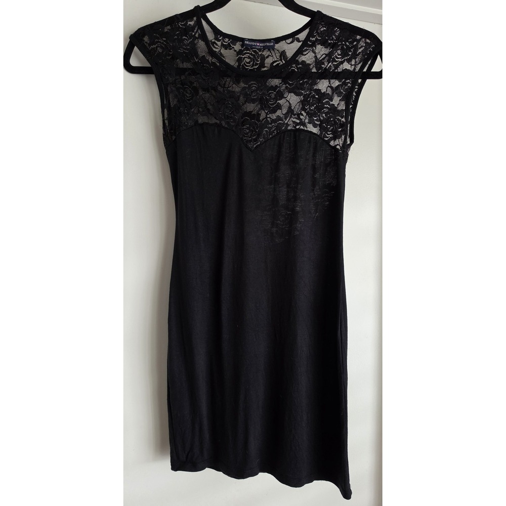 Brandy Melville Black Dress Lace Sleeveless Casual Solid Minimalist LBD